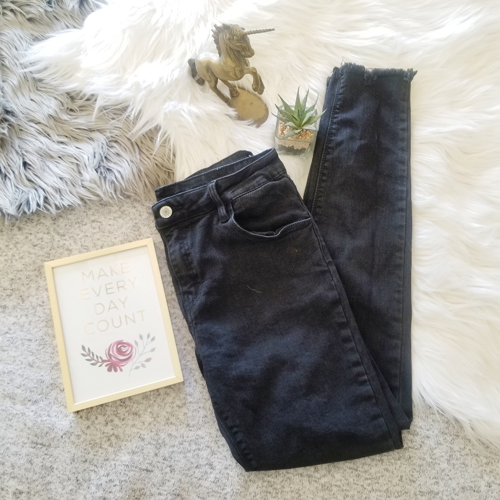 JOHN GALT Black Jean with Frayed Ankle
